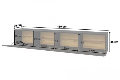 TV stolek AVA 40 180 cm stojící / závěsný - černá / dub wotan skříňka RTV stojaco - závěsná AVA 40 - 180 cm - černá / wotan