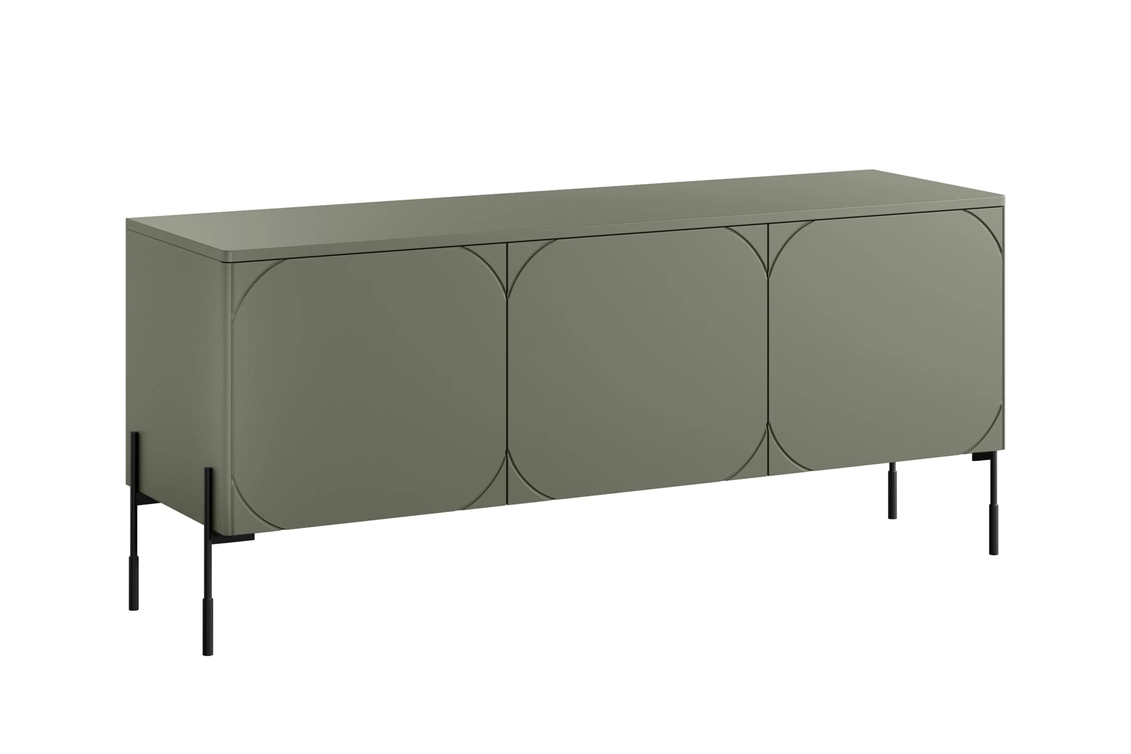 TV skrinka trojdverová Sonatia na kovových nohách 150 cm - olivová TV skrinka trojdverová Sonatia na kovových nohách 150 cm - Oliva