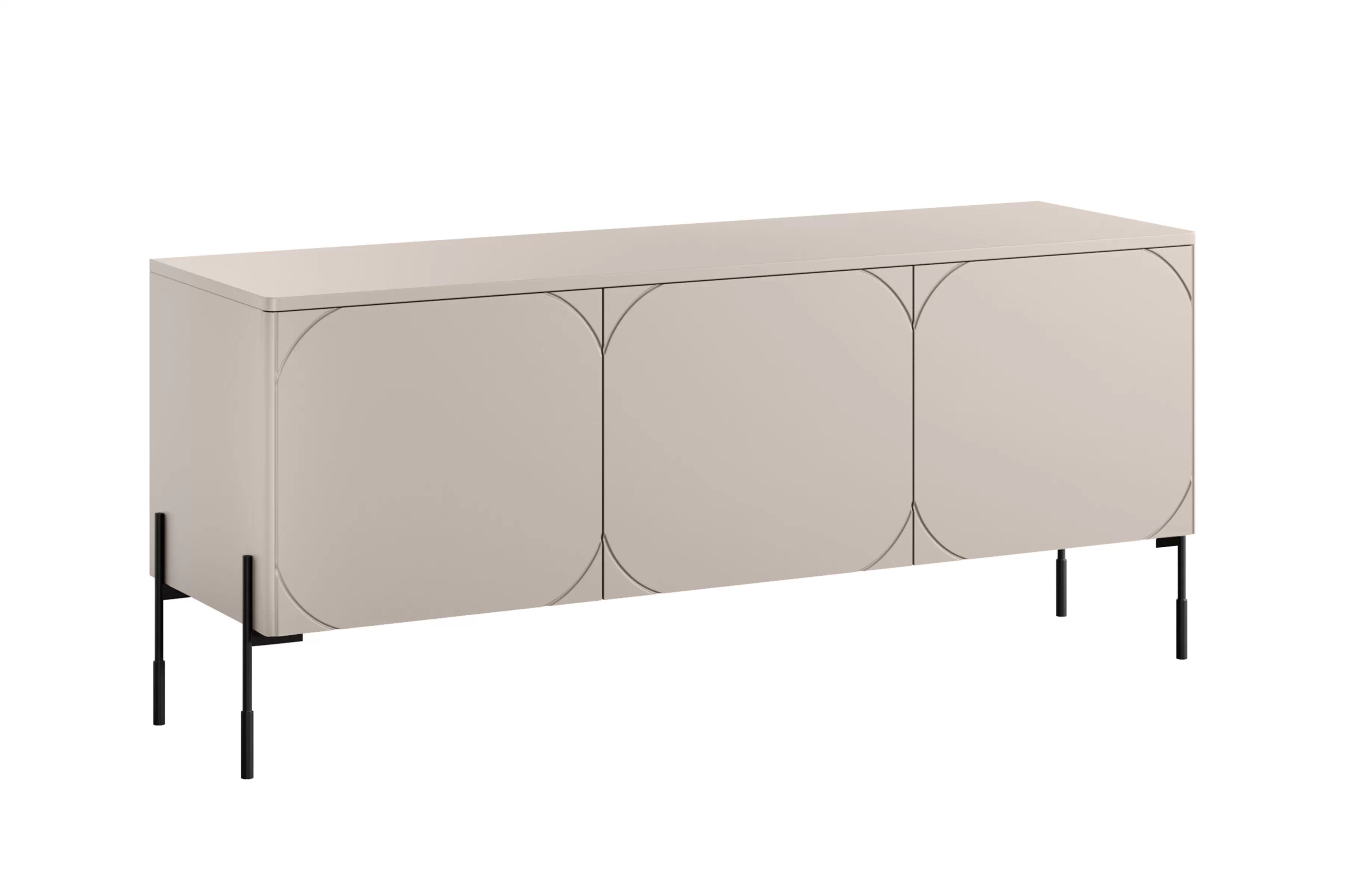 TV stolík Sonatia 150 cm - kašmírová TV skrinka trojdverová Sonatia na kovových nohách 150 cm - kašmír