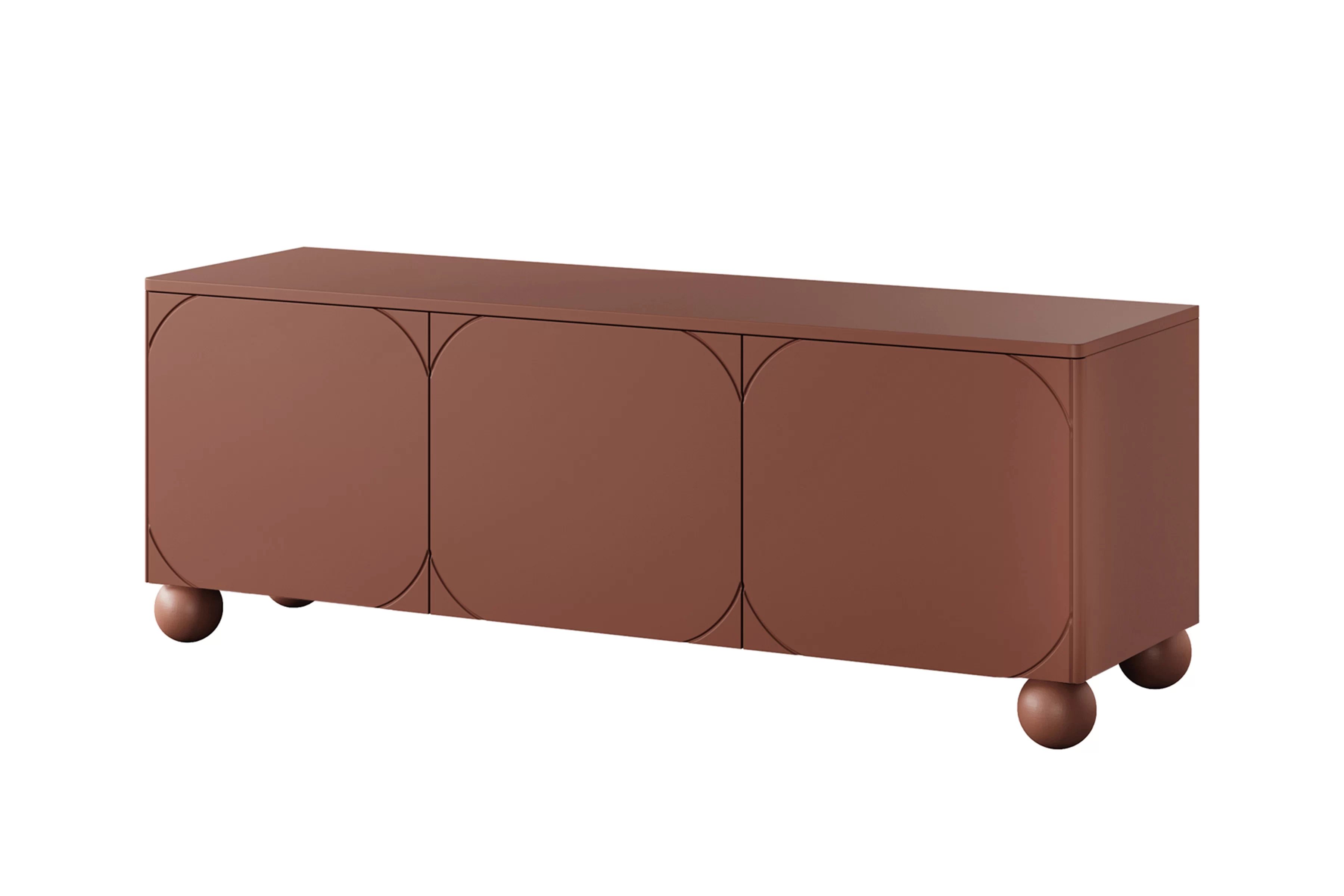 TV skrinka trojdverová Sonatia II na guľatých nohách 150 cm - bordová TV skrinka trojdverová Sonatia II na nogach kulach 150 cm - burgund