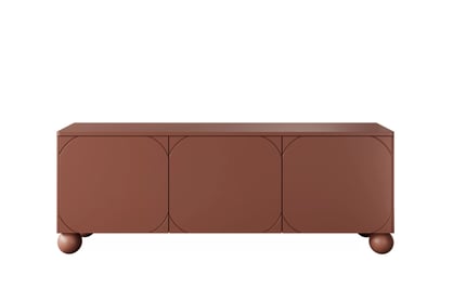 RTV skrinka s tromi dverami Sonatia II 150 cm na guľových nohách - burgund TV skrinka trojdverová Sonatia II na nogach kulach 150 cm - burgund