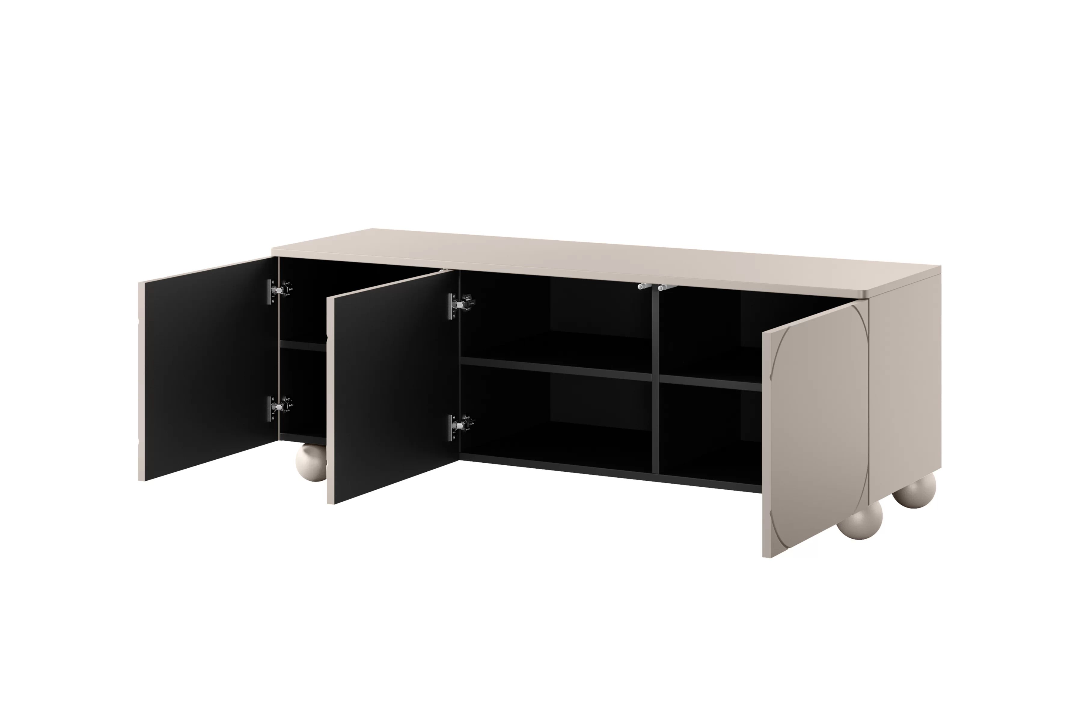 RTV skrinka trojdverová Sonatia II 150 cm na guľatých nohách - kasmír TV skrinka trojdverová Sonatia II na nogach kulach 150 cm - kašmír