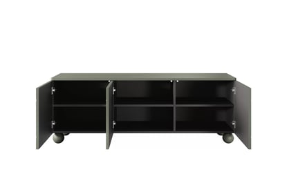 RTV skrinka trojdverová Sonatia II 15 cm na guľatých nohách - olivová TV skrinka trojdverová Sonatia II na nogach kulach 150 cm - Oliva