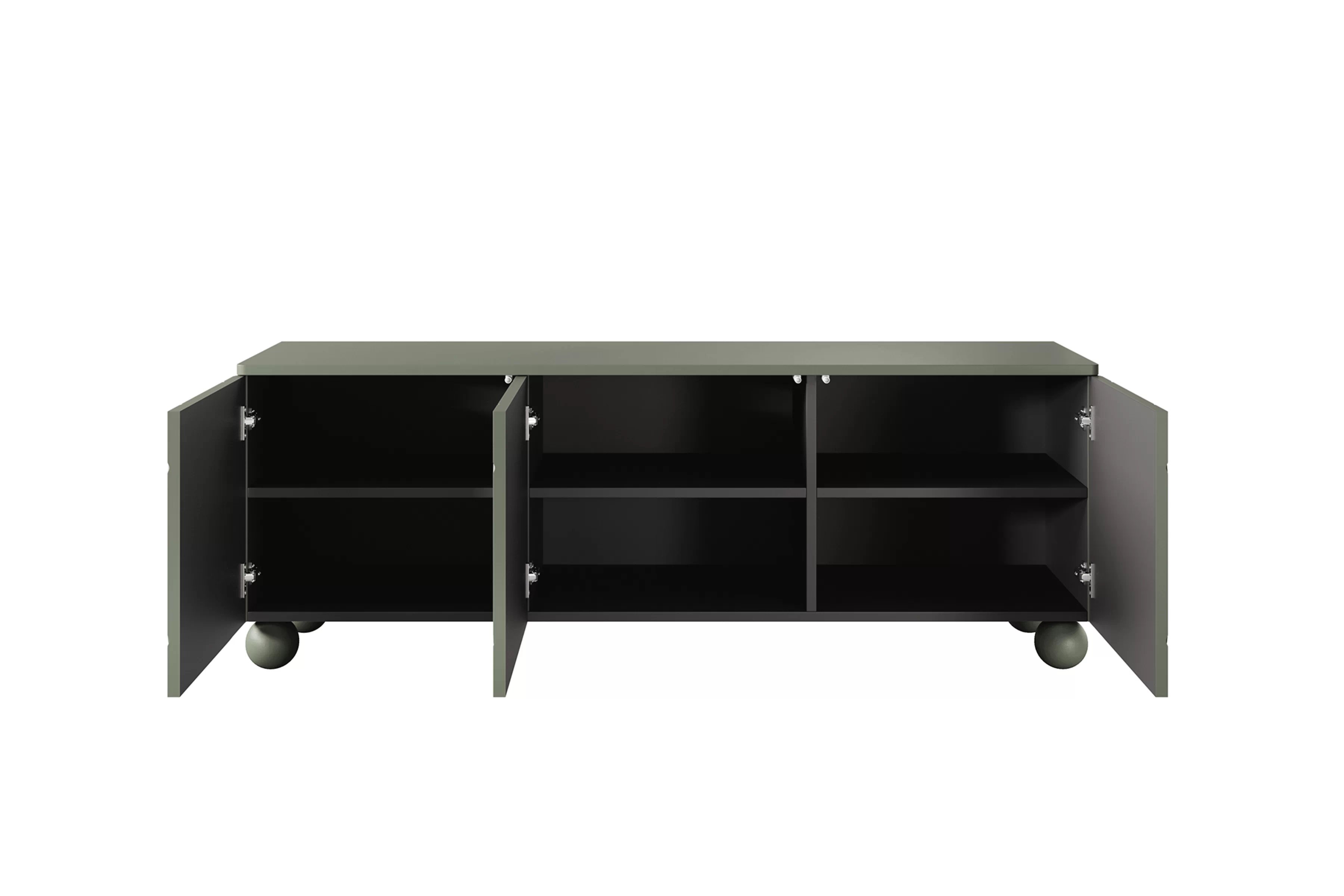 RTV skrinka trojdverová Sonatia II 15 cm na guľatých nohách - olivová TV skrinka trojdverová Sonatia II na nogach kulach 150 cm - Oliva