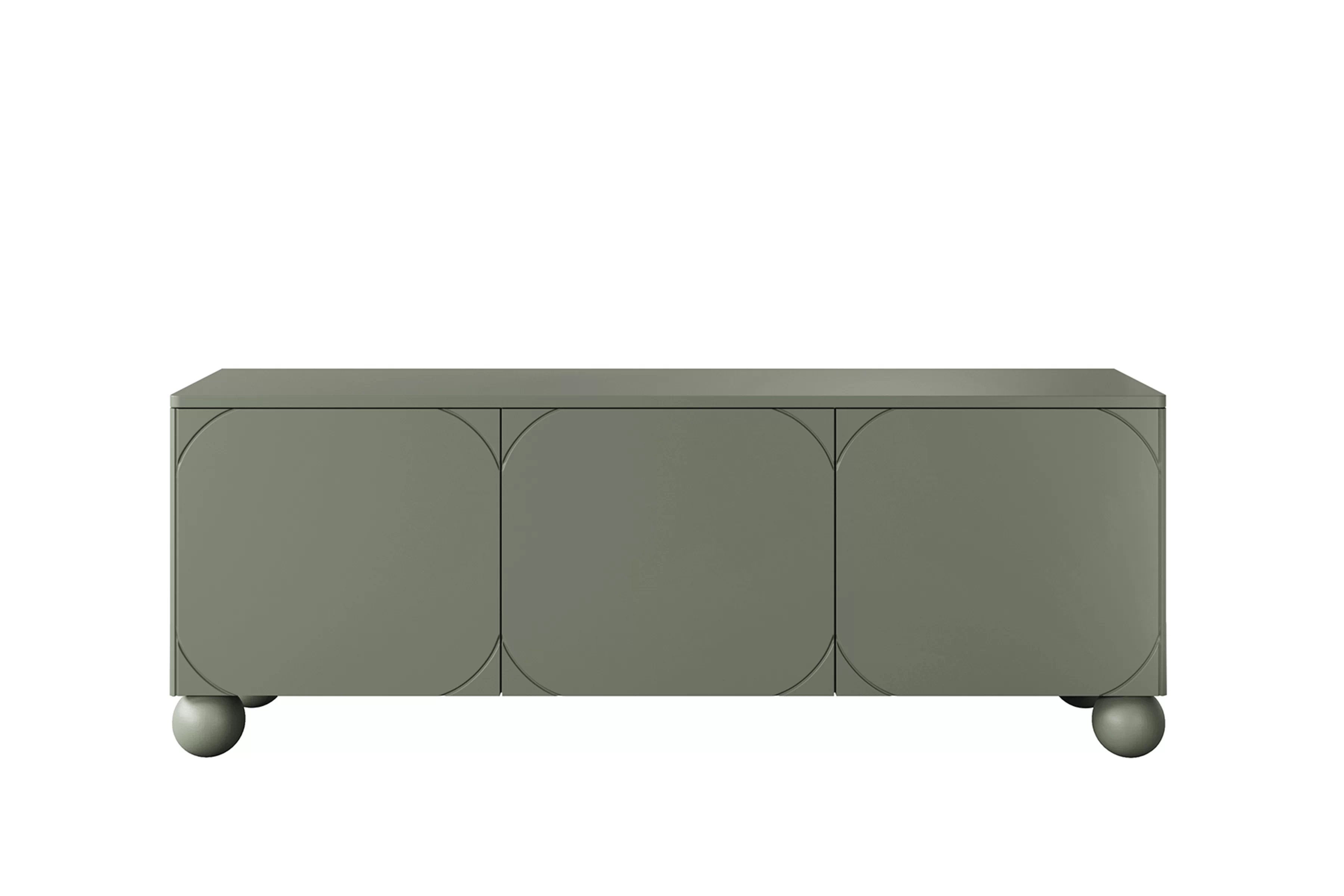 RTV skrinka trojdverová Sonatia II 15 cm na guľatých nohách - olivová TV skrinka trojdverová Sonatia II na nogach kulach 150 cm - Oliva