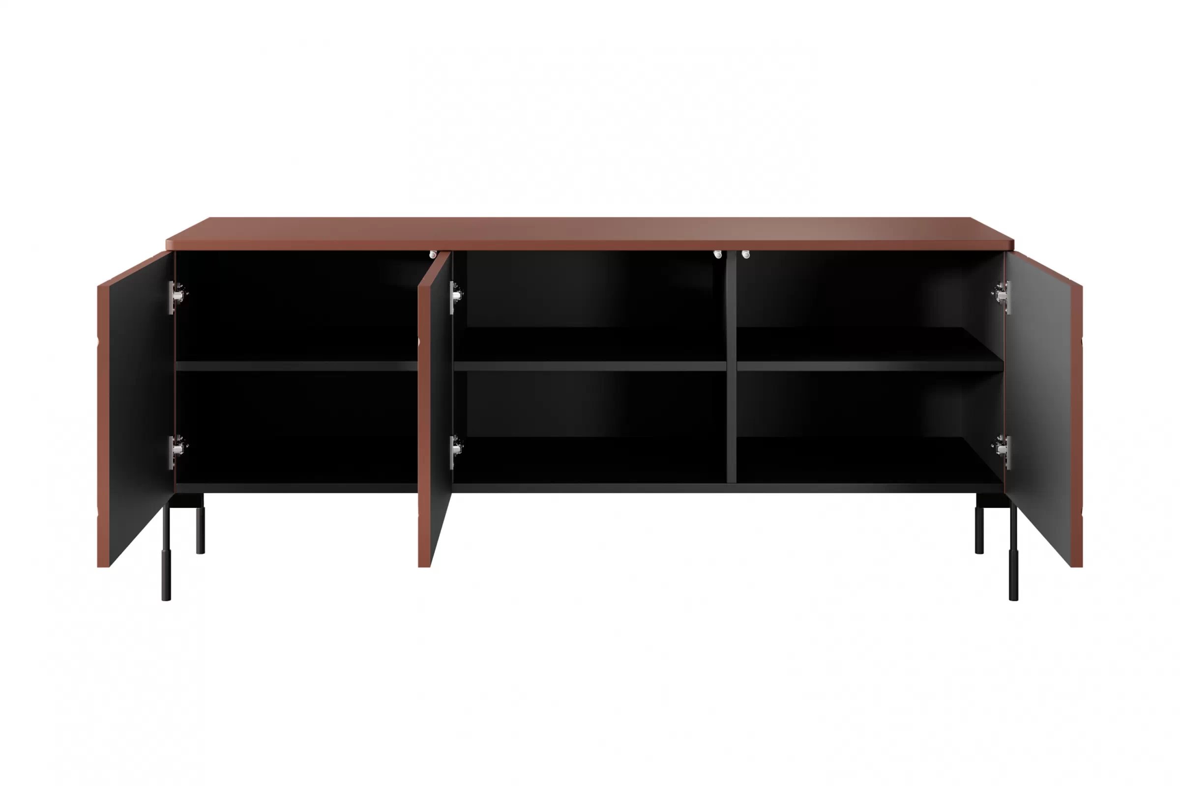 TV stolík Sonatia 150 cm - burgundová TV skrinka trojdverová Sonatia na kovových nohách 150 cm - burgund