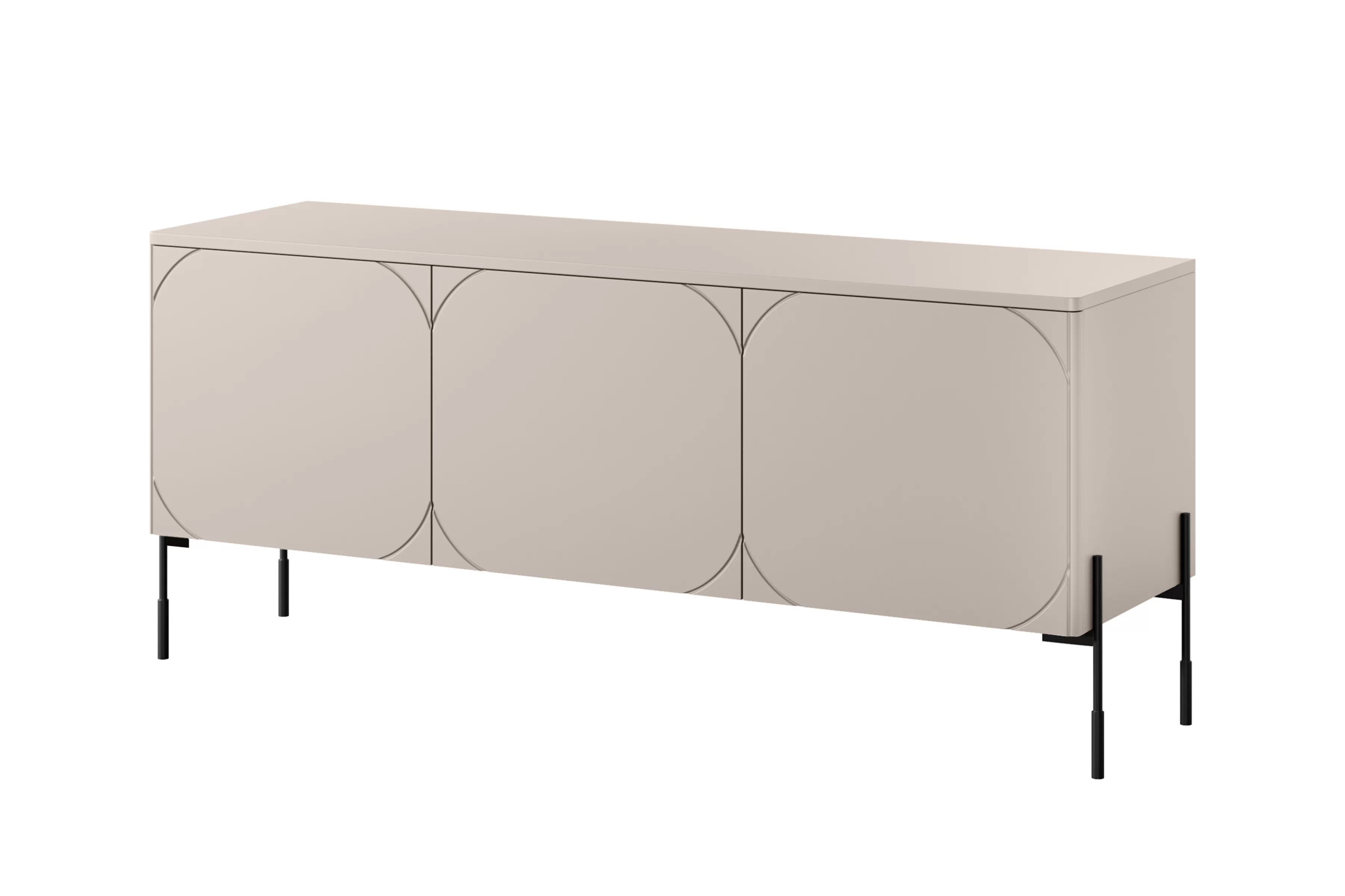 TV stolík Sonatia 150 cm - kašmírová TV skrinka trojdverová Sonatia na kovových nohách 150 cm - kašmír