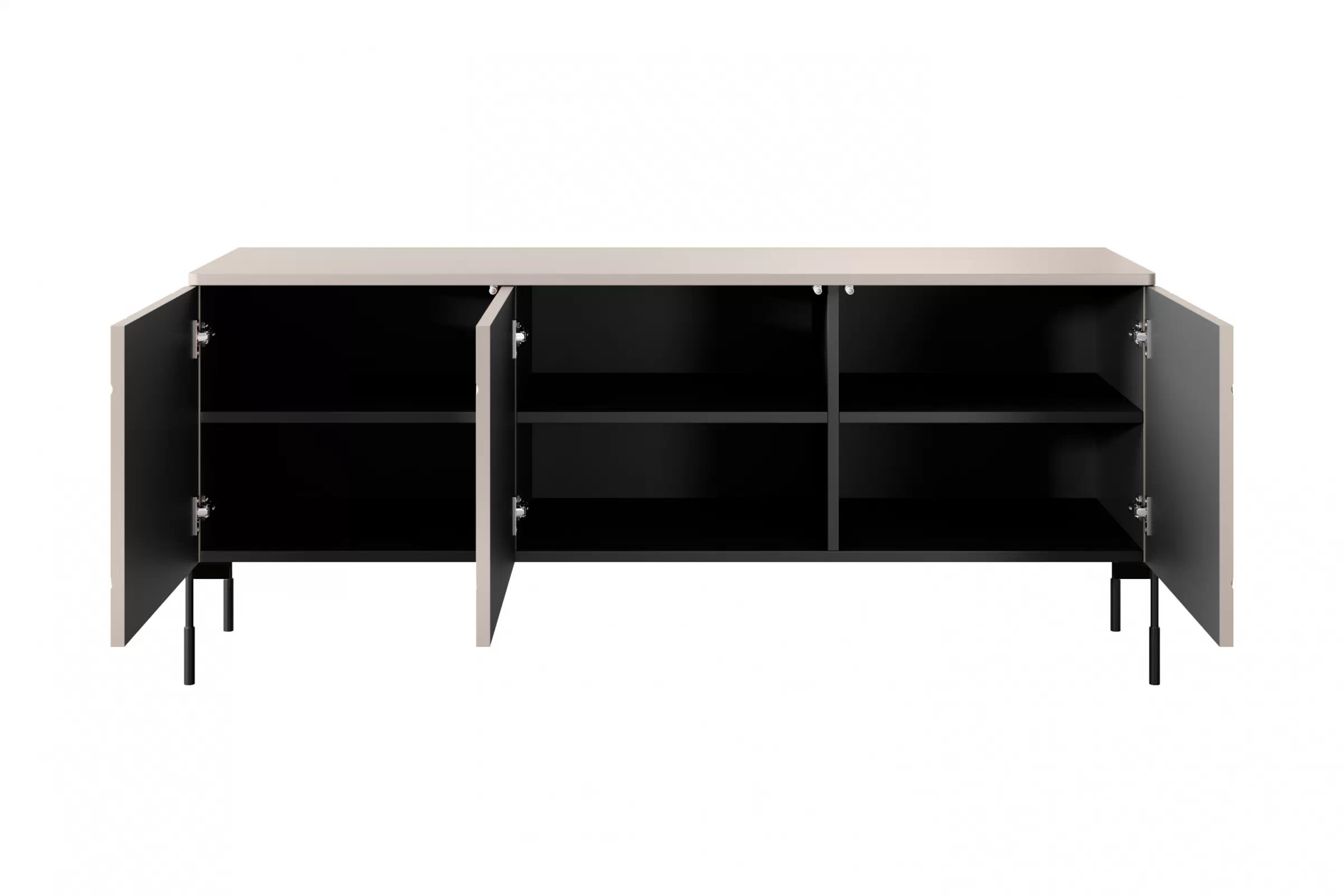 TV stolík Sonatia 150 cm - kašmírová TV skrinka trojdverová Sonatia na kovových nohách 150 cm - kašmír