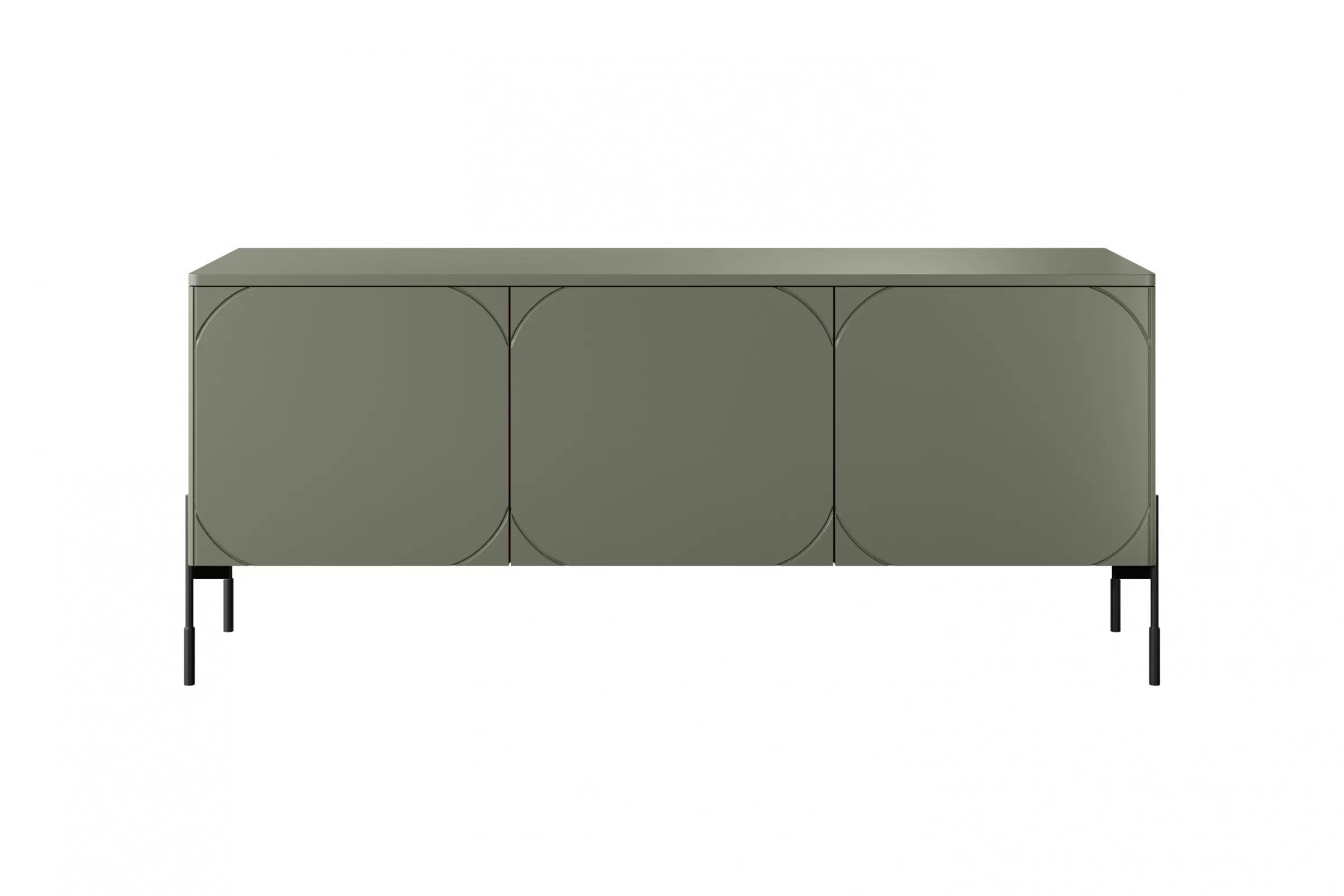 TV stolek třídveřový Sonatia na kovových nohách 150 cm - olivová skříňka RTV třídveřová Sonatia na kovových nohách 150 cm - olivová