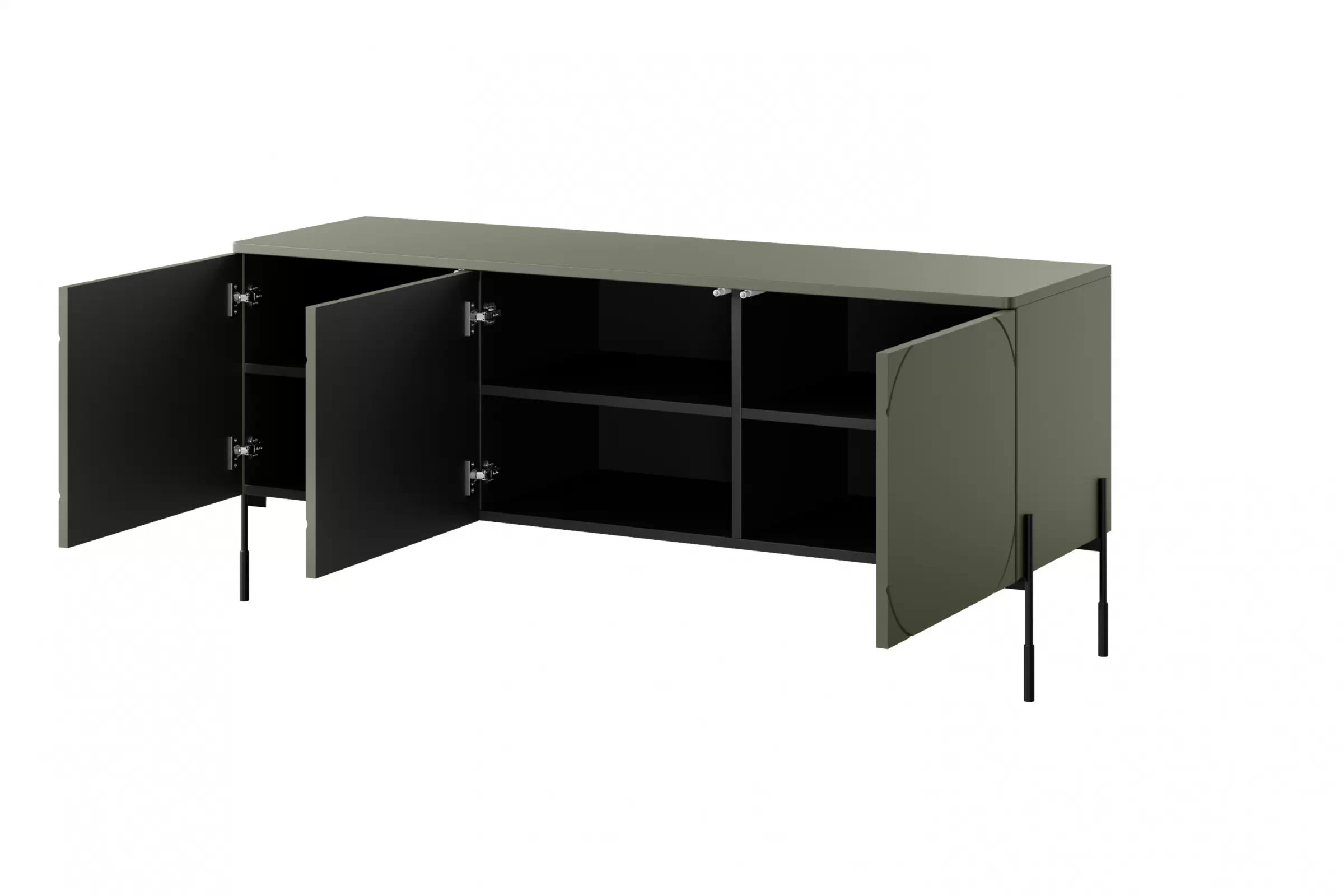 TV stolek třídveřový Sonatia na kovových nohách 150 cm - olivová skříňka RTV třídveřová Sonatia na kovových nohách 150 cm - olivová