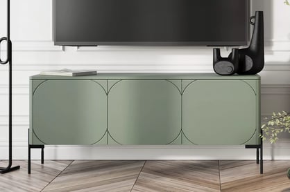 Sonatia háromajtós TV-szekrény 150 - olívazöld TV-szekrény háromajtos Sonatia fém lábakon 150 cm - oliwka
