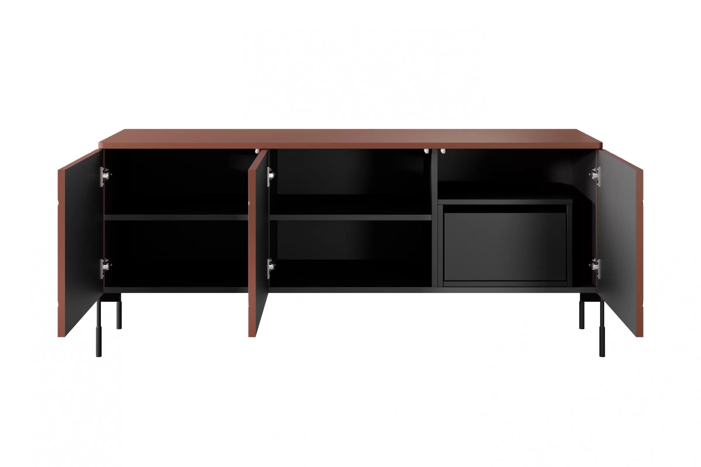 TV stolík Sonatia 150 cm s ukrytou zásuvkou - burgundová TV skrinka trojdverová z ukryta szuflada Sonatia 150 cm - burgund