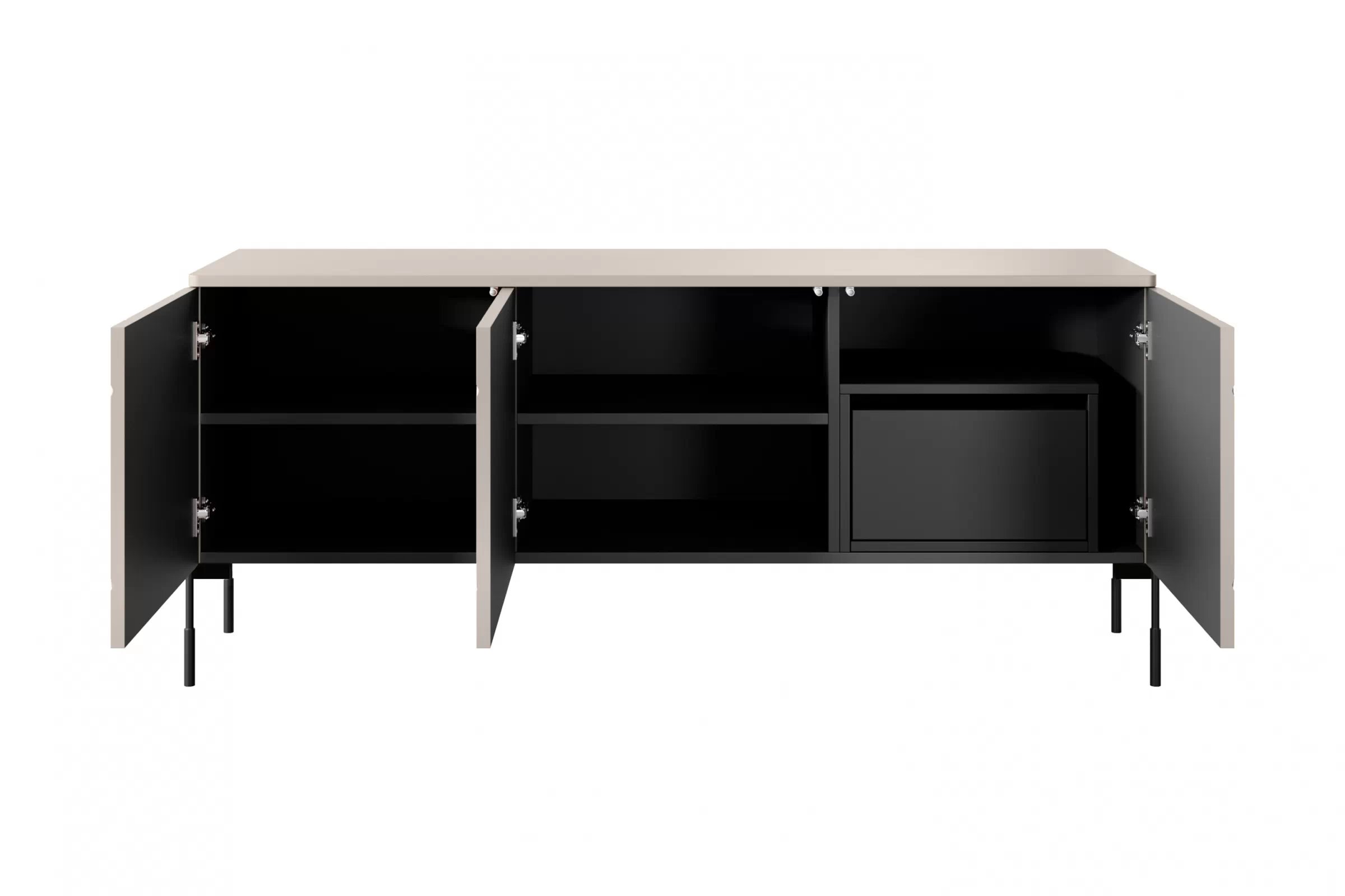 TV stolek Sonatia 150 cm se skrytou zásuvkou - kašmír skříňka RTV třídveřová z ukryta szuflada Sonatia 150 cm - kašmír