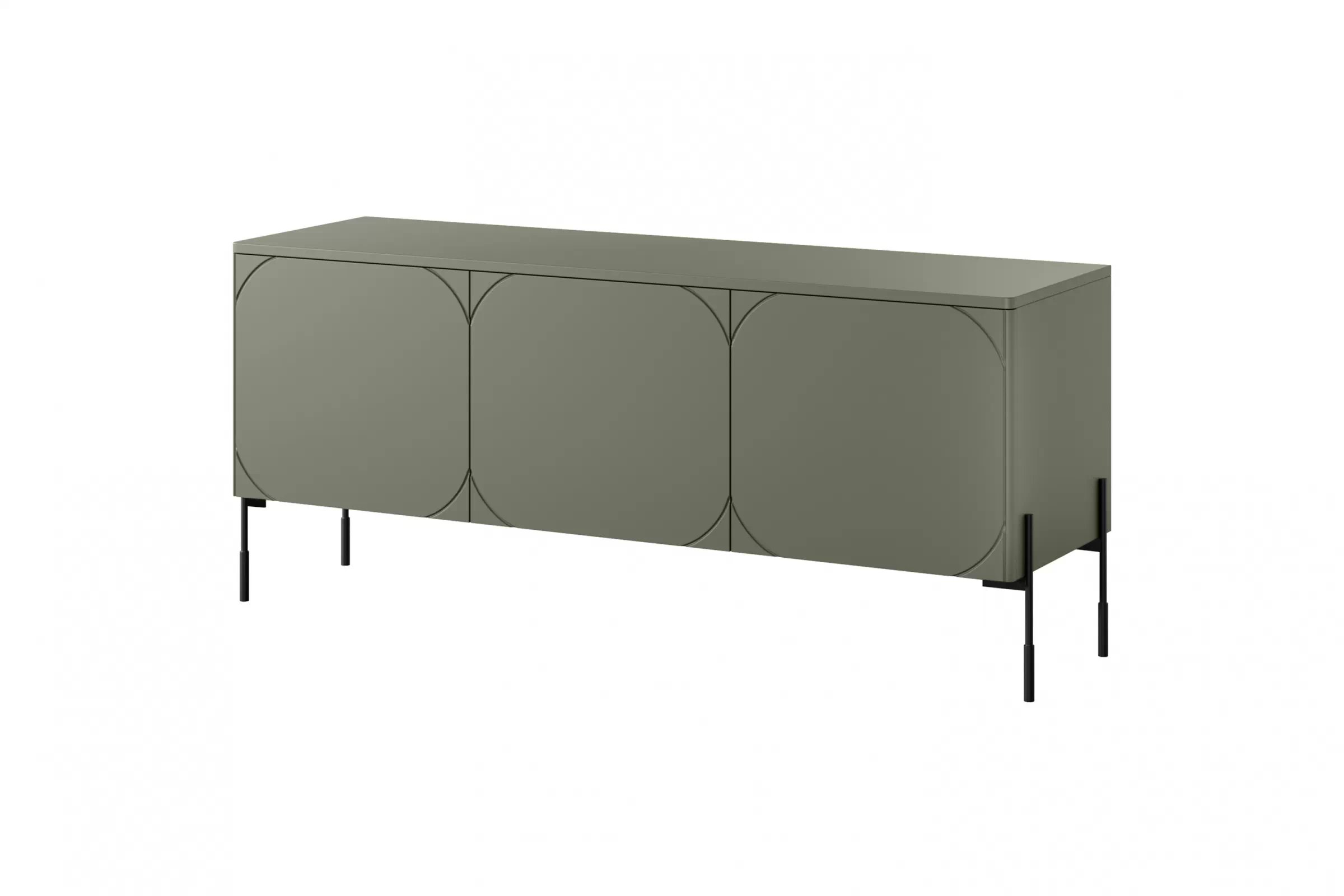 TV stolík Sonatia 150 cm s ukrytou zásuvkou - olivová TV skrinka trojdverová z ukryta szuflada Sonatia 150 cm - Oliva