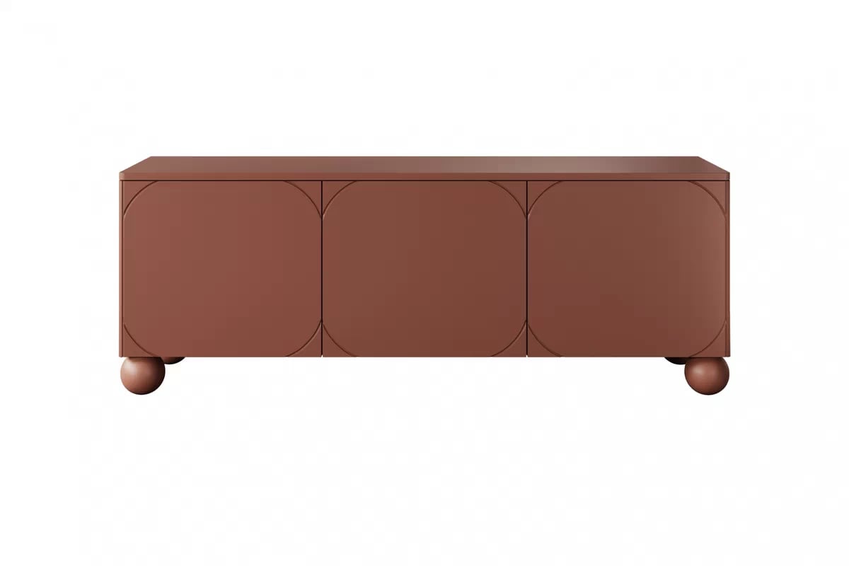 TV stolík trojdverová s ukrytou zásuvkou Sonatia II 150 cm - burgund TV skrinka burgundowa