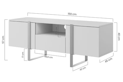 TV stolek Verica 150 cm - černý beton / zlaté nohy skříňka RTV Verica z szuflada, wneka i metalowymi nogami 150 cm - černá beton / zlote nozki