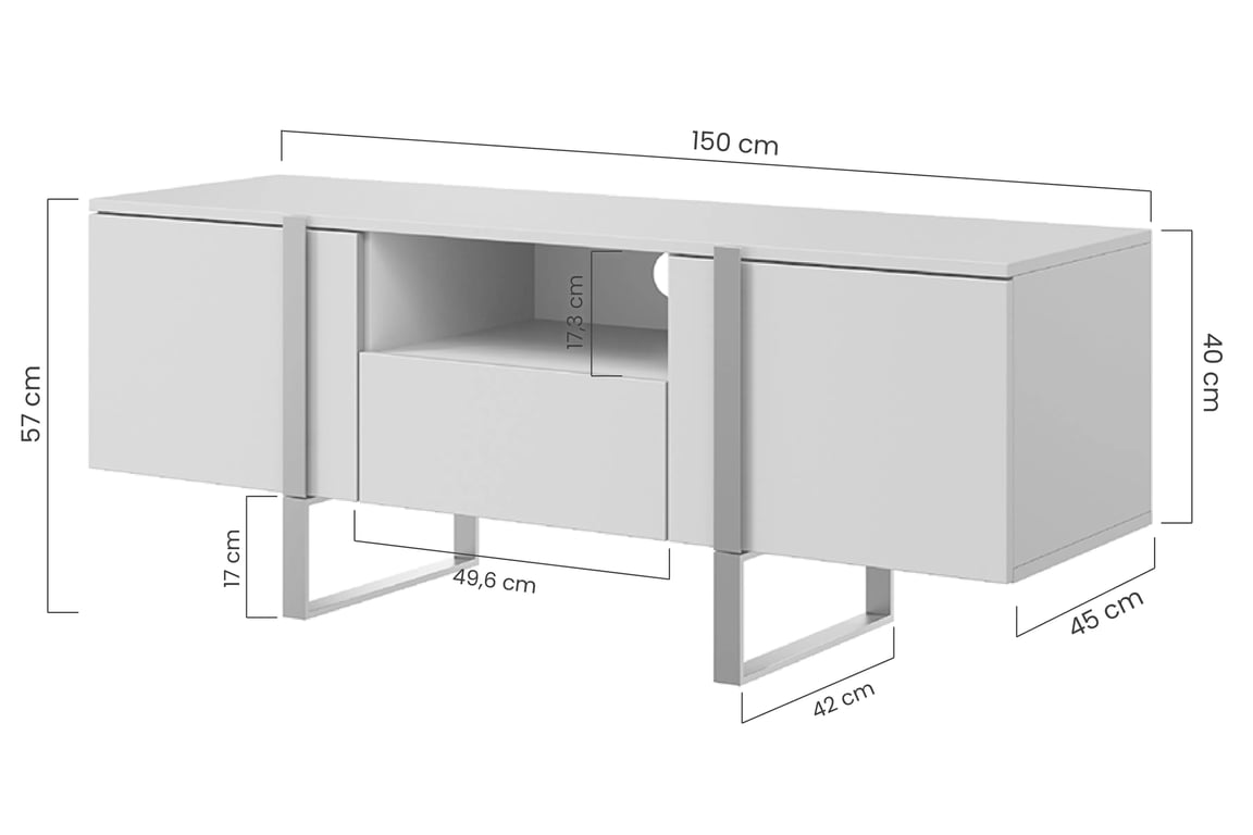 TV stolek Verica 150 cm - kašmír / černé nožky skříňka RTV Verica z wneka i szuflada 150 cm - kašmír / černá nozki