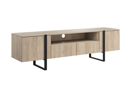TV stolík Verica s otvorenou policou 200 cm - dub piškótový / čierne nožičky