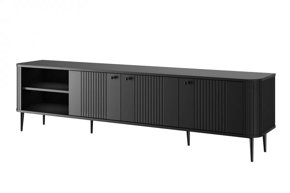 TV stolík Vesper 3D 187 cm - čierny / čierne nohy TV skrinka Vesper 187 cm - Čierny / čierny nožičky