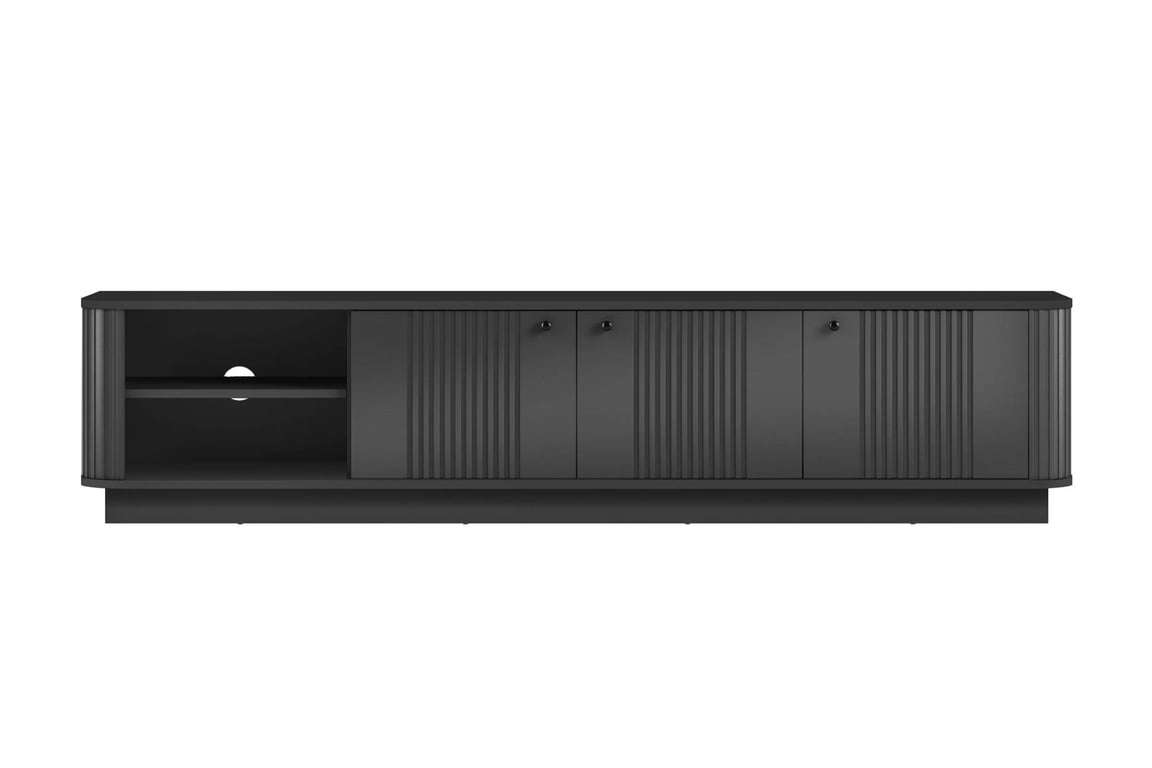 TV stolík Vesper 187 cm 3D - čierny / čierne úchyty TV skrinka Vesper 3D 187 cm - Čierny / čierny úchyty