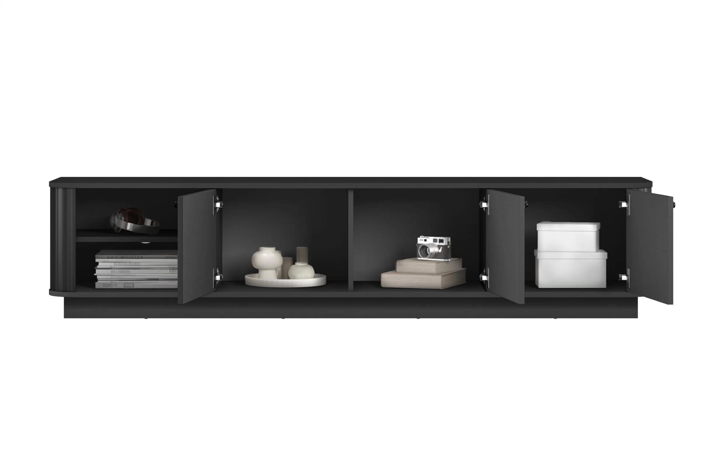 TV skrinka Vesper 3D 187 cm na sokli - čierna / čierne úchytky TV skrinka Vesper 3D 187 cm - Čierny / čierny úchyty