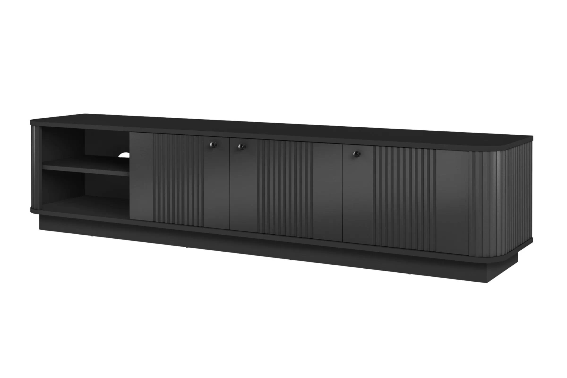 TV skrinka Vesper 3D 187 cm na sokli - čierna / čierne úchytky TV skrinka Vesper 3D 187 cm - Čierny / čierny úchyty