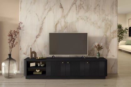 skříňka RTV Vesper 3D 187 cm - černá / zlote Úchytky skříňka RTV Vesper 3D 187 cm - černá / zlote Úchytky