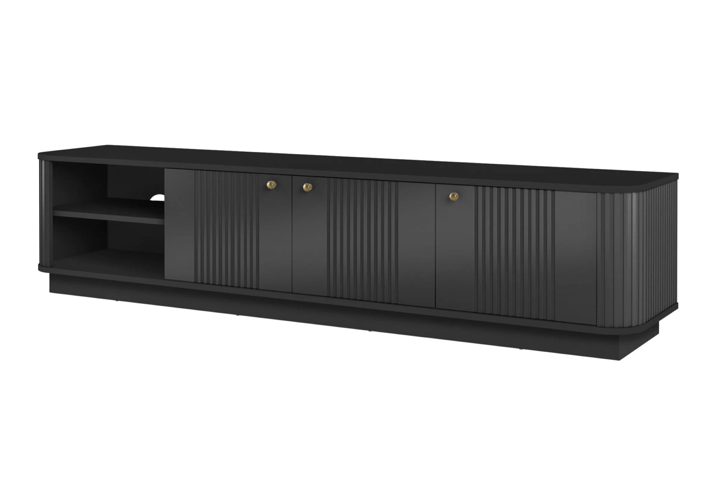 TV skrinka Vesper 3D 187 cm na sokli - čierna / zlaté úchytky TV skrinka Vesper 3D 187 cm - Čierny / zlote úchyty