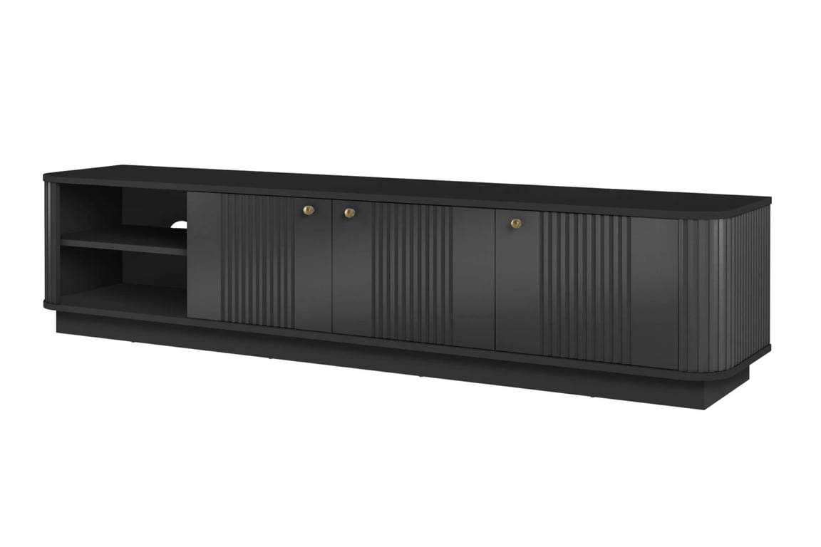 skříňka RTV Vesper 3D 187 cm - černá / zlote Úchytky skříňka RTV Vesper 3D 187 cm - černá / zlote Úchytky