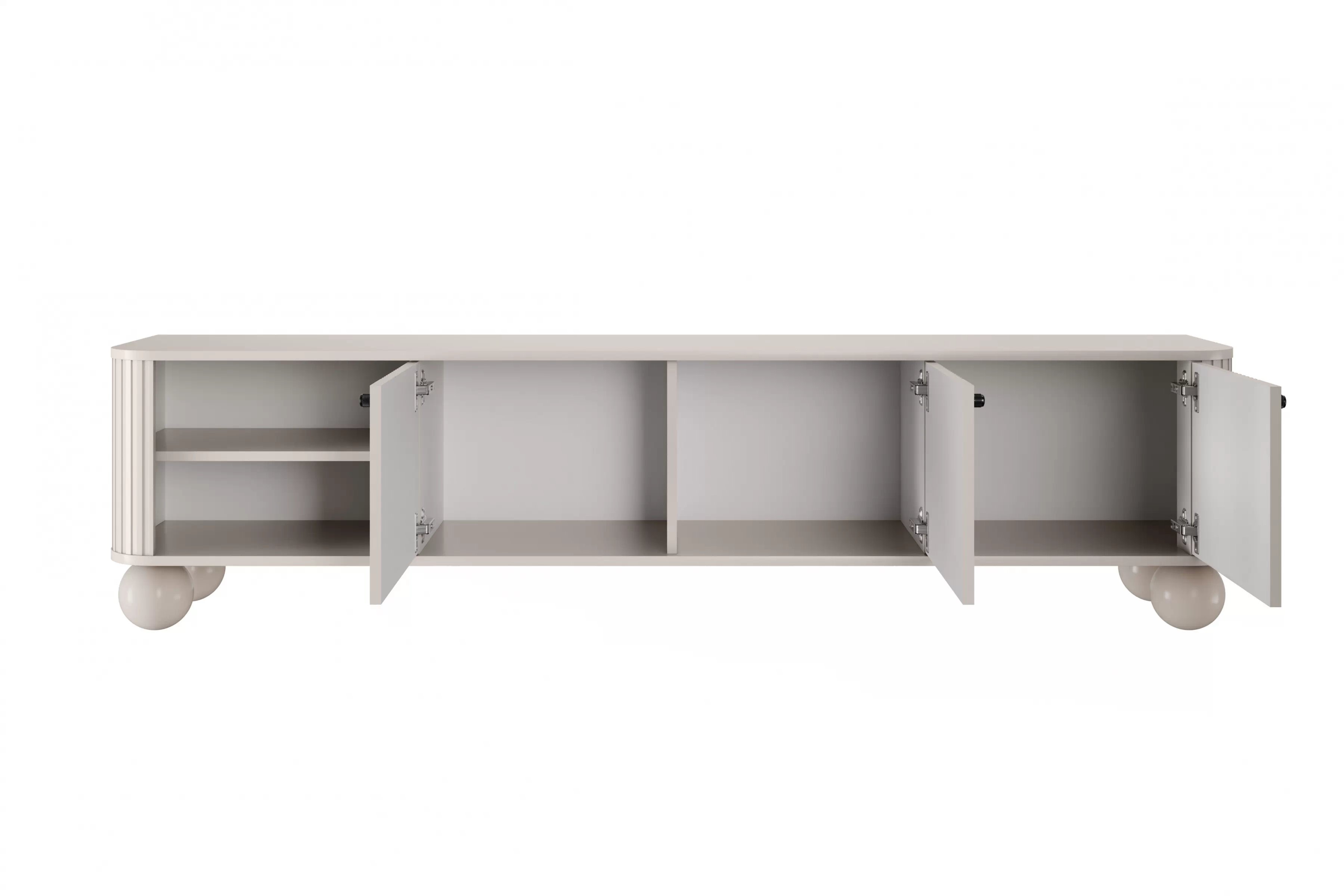 TV stolík Vespera 3D 187 cm - kašmírová / čierna / kašmírové nohy TV skrinka Vesper 3D 187 cm - kašmír / čierny úchyty / nožičky kule