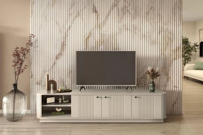TV stolík Vesper 187 cm 3D - kašmír / čierne úchyty TV skrinka Vesper 3D 187 cm - kašmír / čierny úchyty