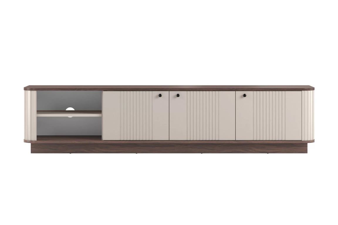 TV stolík Vesper 187 cm 3D - kašmír / orech / čierne úchyty TV skrinka Vesper 3D 187 cm - kašmír / Orech / čierny úchyty