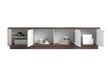 TV stolík Vesper 187 cm 3D - kašmír / orech / čierne úchyty TV skrinka Vesper 3D 187 cm - kašmír / Orech / čierny úchyty