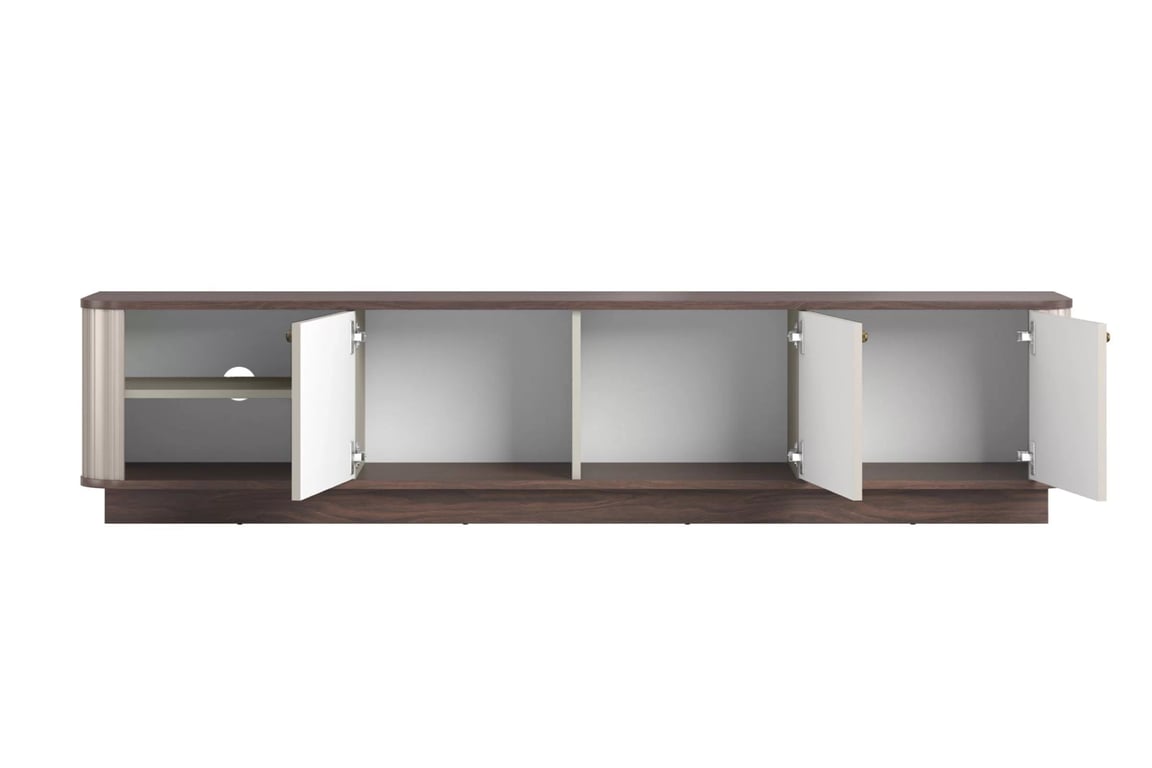 TV stolík Vesper 187 cm 3D - kašmír / orech / zlaté úchyty TV skrinka Vesper 3D 187 cm - kašmír / Orech / zlote úchyty