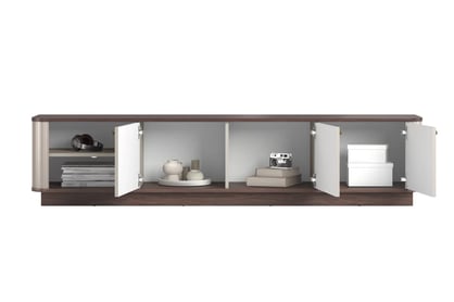 TV stolík Vesper 187 cm 3D - kašmír / orech / zlaté úchyty TV skrinka Vesper 3D 187 cm - kašmír / Orech / zlote úchyty