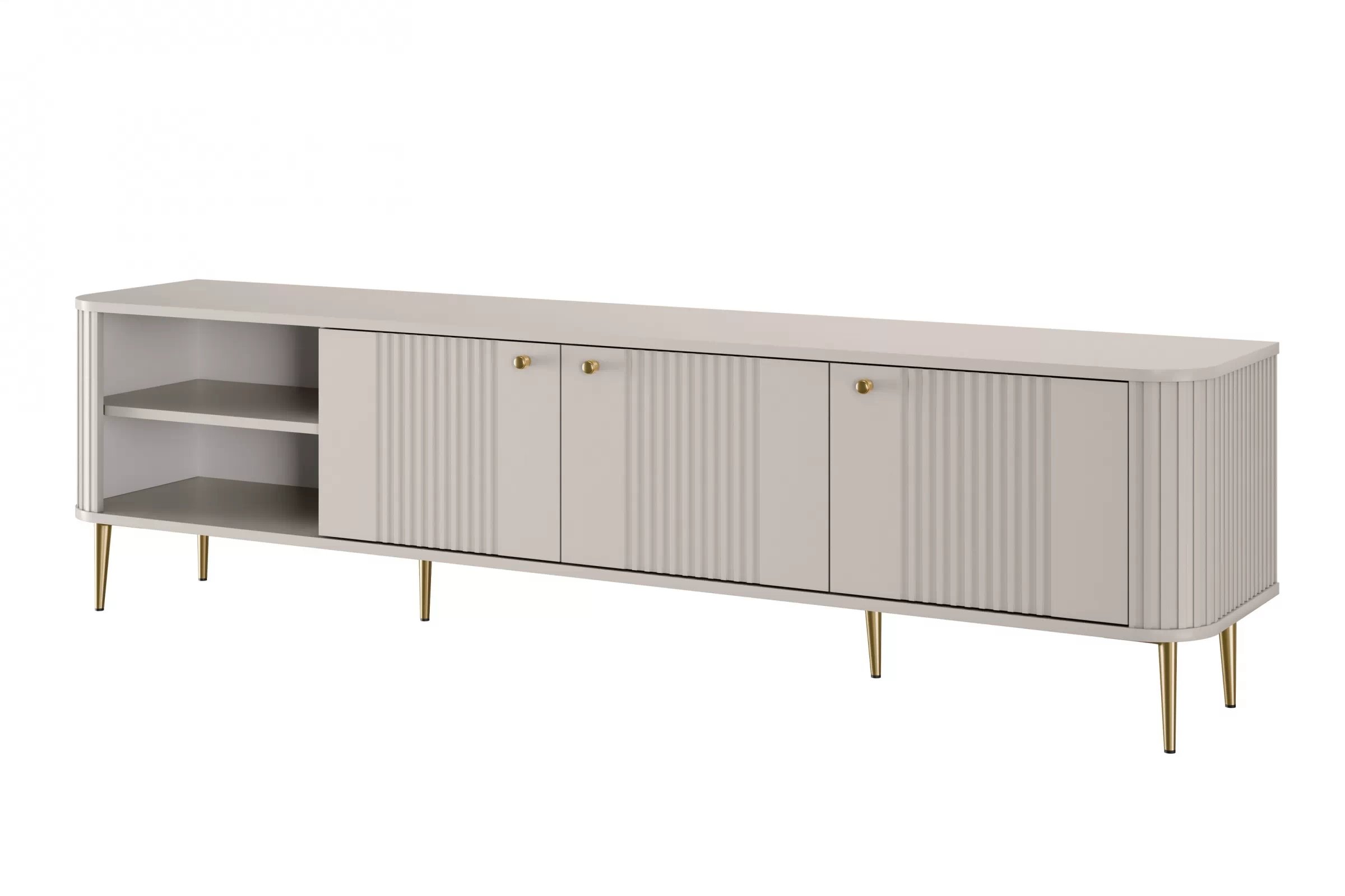 TV stolík Vespera 3D 187 cm - kašmírová / zlaté nožičky TV skrinka Vesper 3D 187 cm - kašmír / zlote nožičky