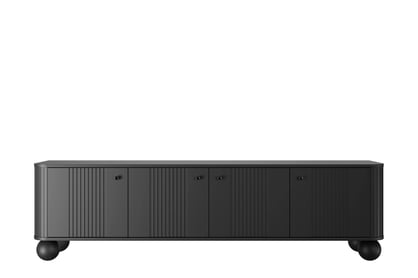 Čierna RTV skrinka Vesper 4D 187 cm - čierne úchyty / guľové nohy TV skrinka Vesper 4D 187 cm - Čierny / čierny úchyty / nožičky kule