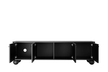 Čierna RTV skrinka Vesper 4D 187 cm - čierne úchyty / guľové nohy TV skrinka Vesper 4D 187 cm - Čierny / čierny úchyty / nožičky kule
