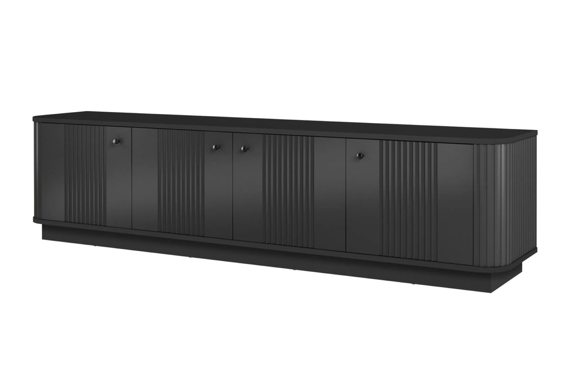 TV stolík Vesper 187 cm 4D - čierny / čierne úchyty TV skrinka Vesper 4D 187 cm - Čierny / čierny úchyty