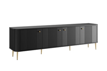 TV stolík Vespera 4D 187 cm - čierna / zlaté nožičky