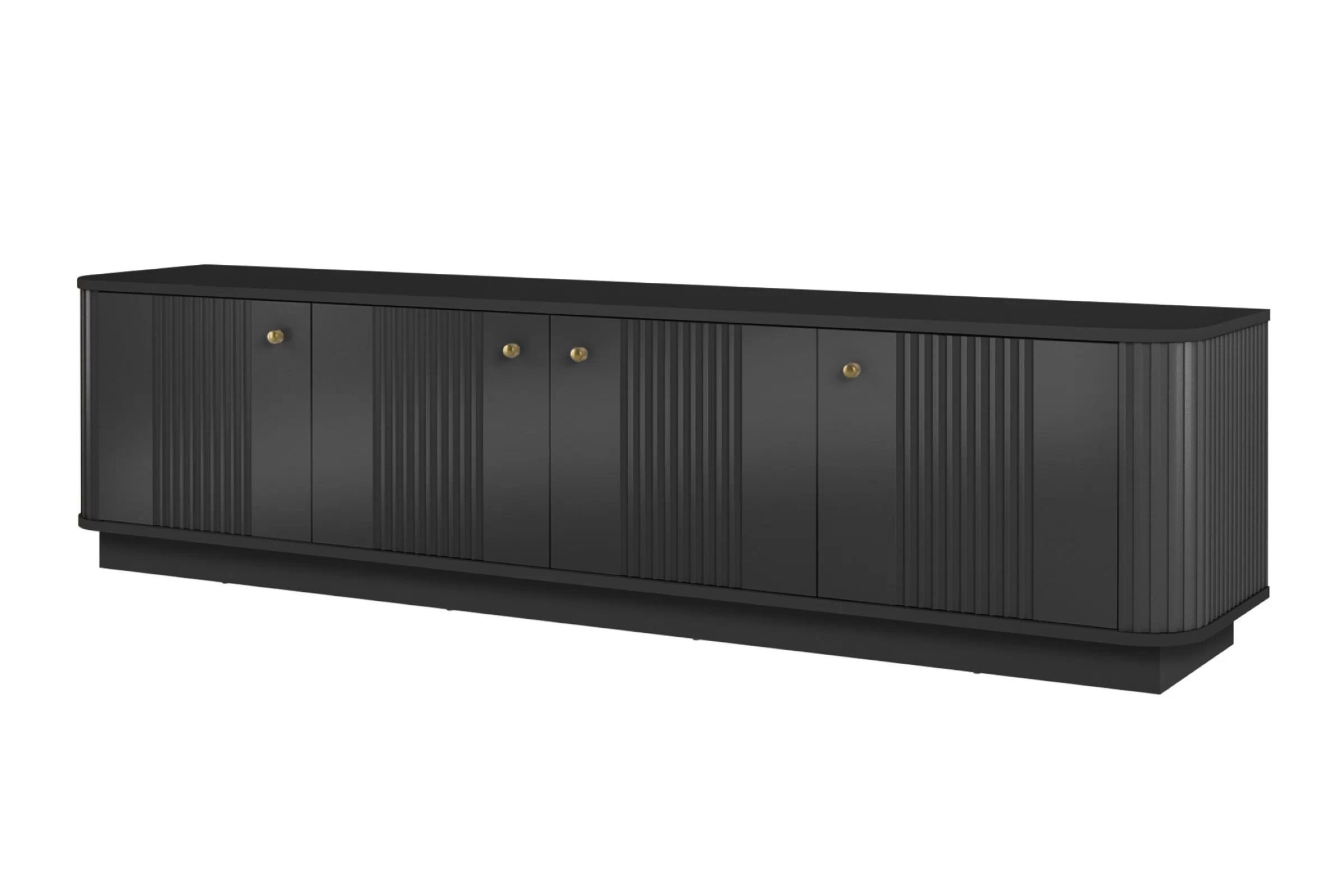 TV skrinka Vesper 4D 187 cm na sokli - čierna / zlaté úchytky TV skrinka Vesper 4D 187 cm - Čierny / zlote úchyty