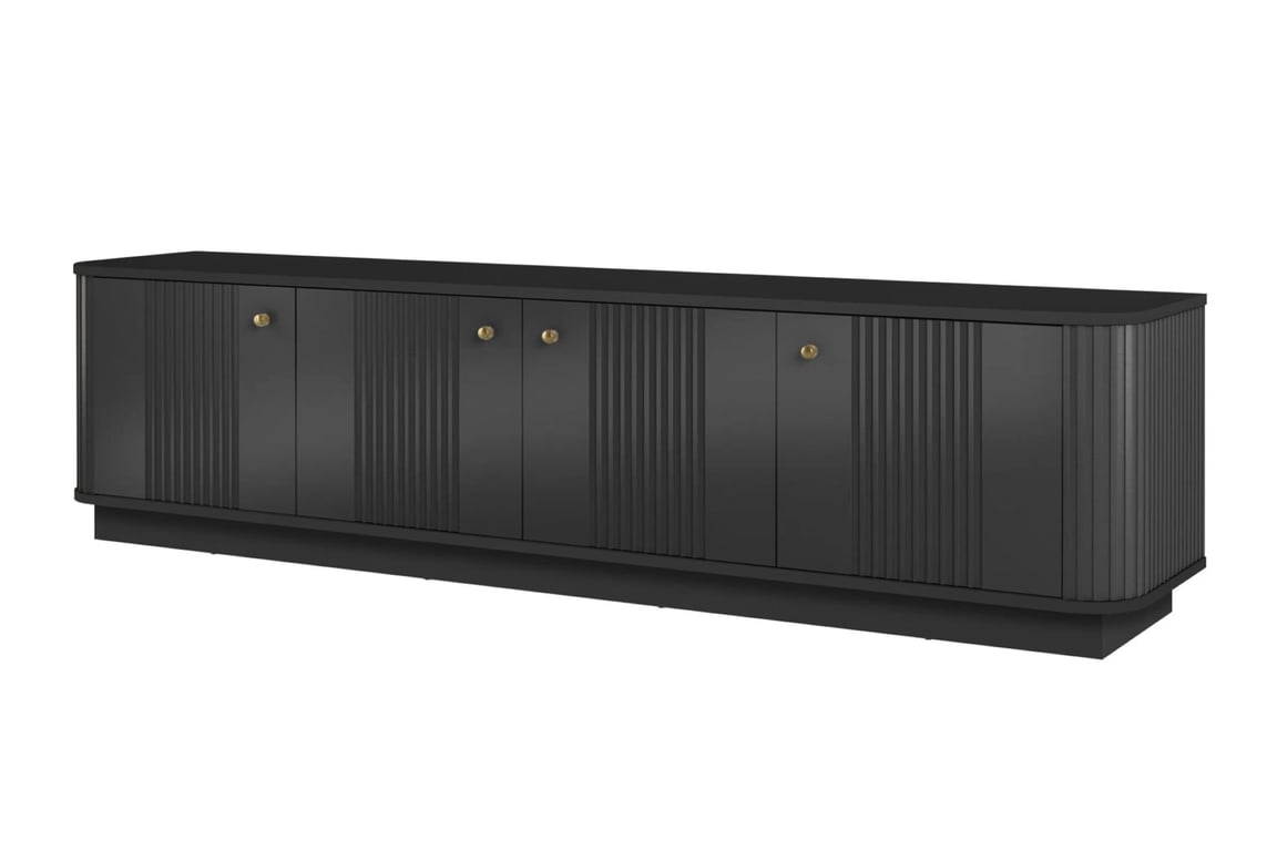TV stolík Vesper 187 cm 4D - čierny / zlaté úchyty TV skrinka Vesper 4D 187 cm - Čierny / zlote úchyty
