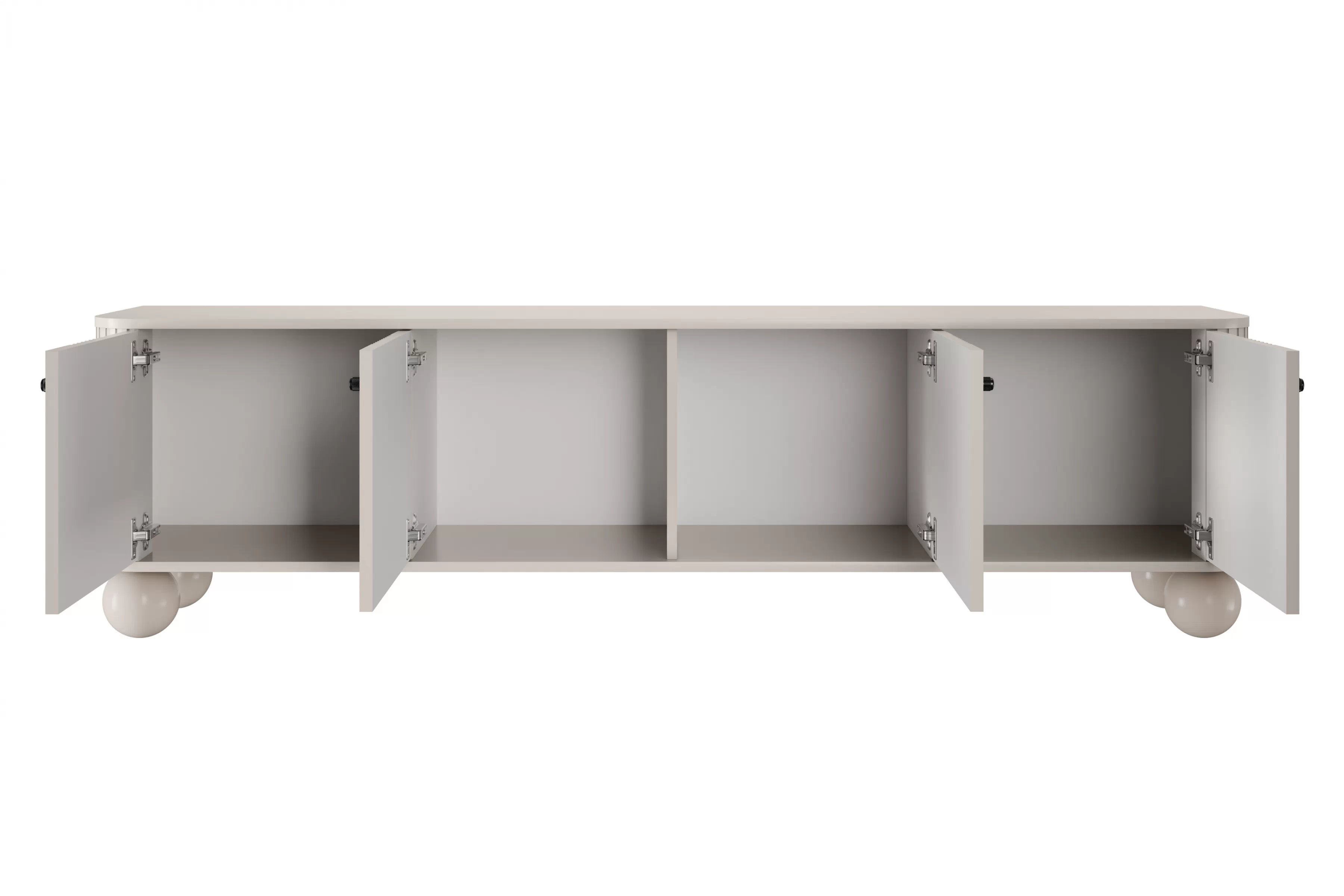 TV stolek Vesper 4D 187 cm - kašmírový / černé úchytky / kulaté kašmírové nožky skříňka RTV Vesper 4D 187 cm - kašmír / černá Úchytky / Nohy kule