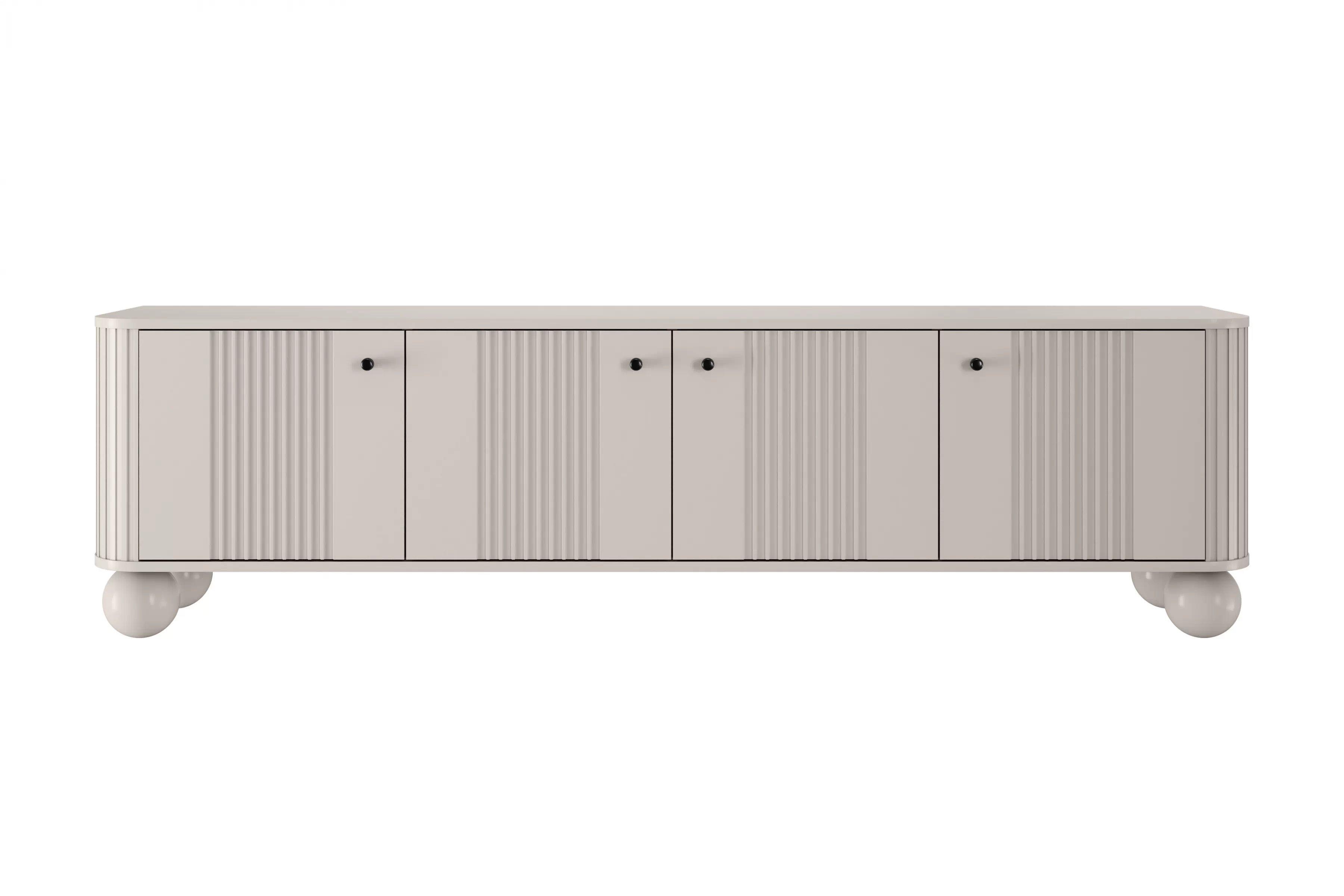 TV stolek Vesper 4D 187 cm - kašmírový / černé úchytky / kulaté kašmírové nožky skříňka RTV Vesper 4D 187 cm - kašmír / černá Úchytky / Nohy kule