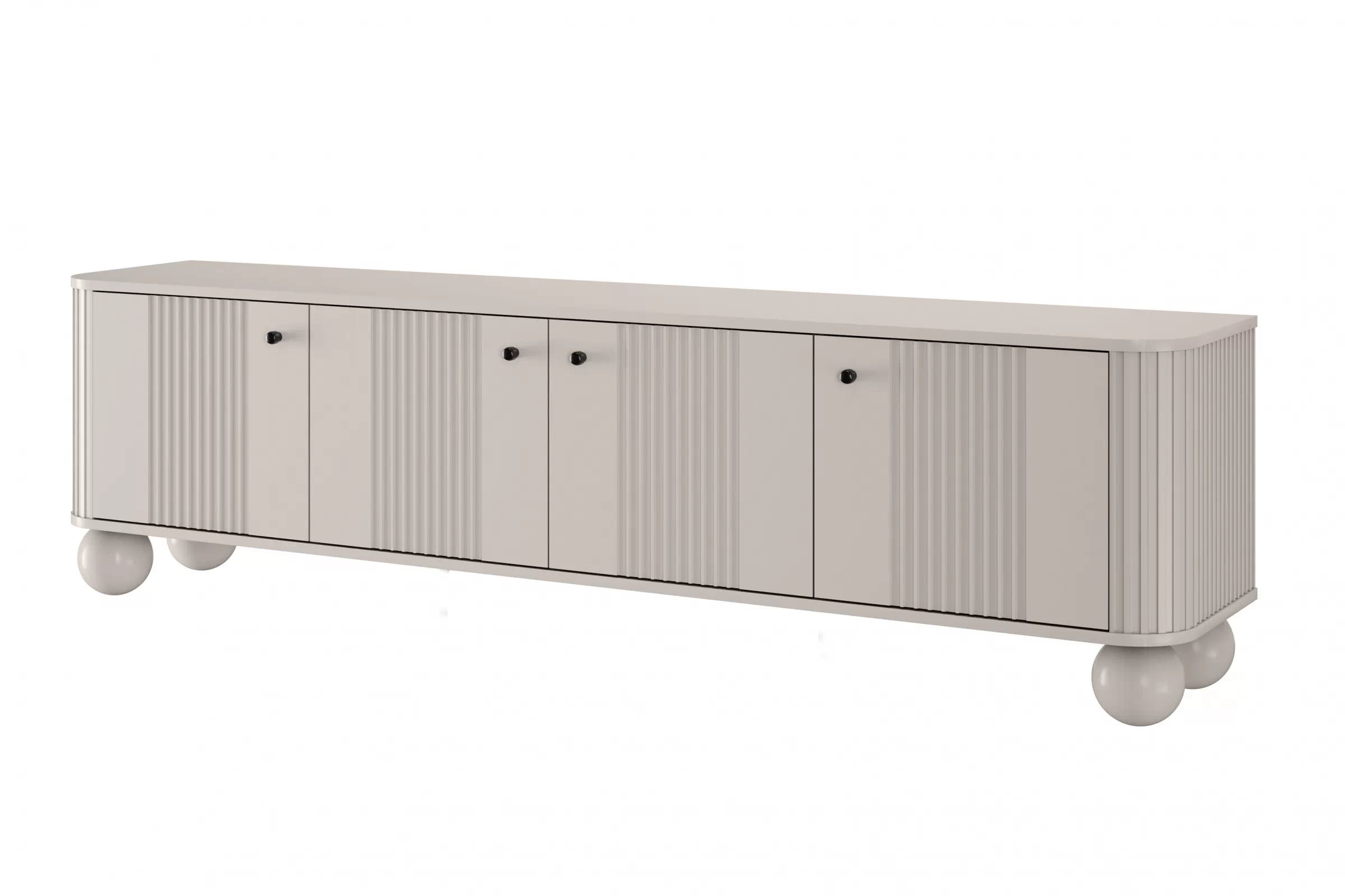 TV stolek Vesper 4D 187 cm - kašmírový / černé úchytky / kulaté kašmírové nožky skříňka RTV Vesper 4D 187 cm - kašmír / černá Úchytky / Nohy kule