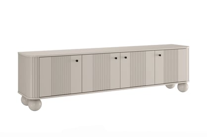 TV stolek Vesper 4D 187 cm - kašmírový / černé úchytky / kulaté kašmírové nožky