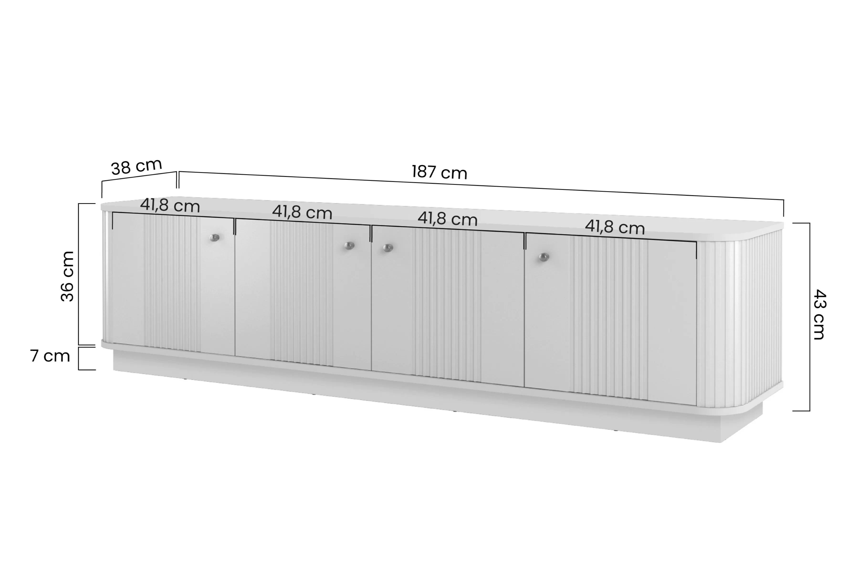 TV skrinka Vesper 4D 187 cm na sokli - kašmír / čierne úchytky TV skrinka Vesper 4D 187 cm - kašmír / čierny úchyty