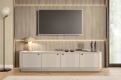TV skrinka Vesper 4D 187 cm - kašmír / čierny úchyty TV skrinka Vesper 4D 187 cm - kašmír / čierny úchyty