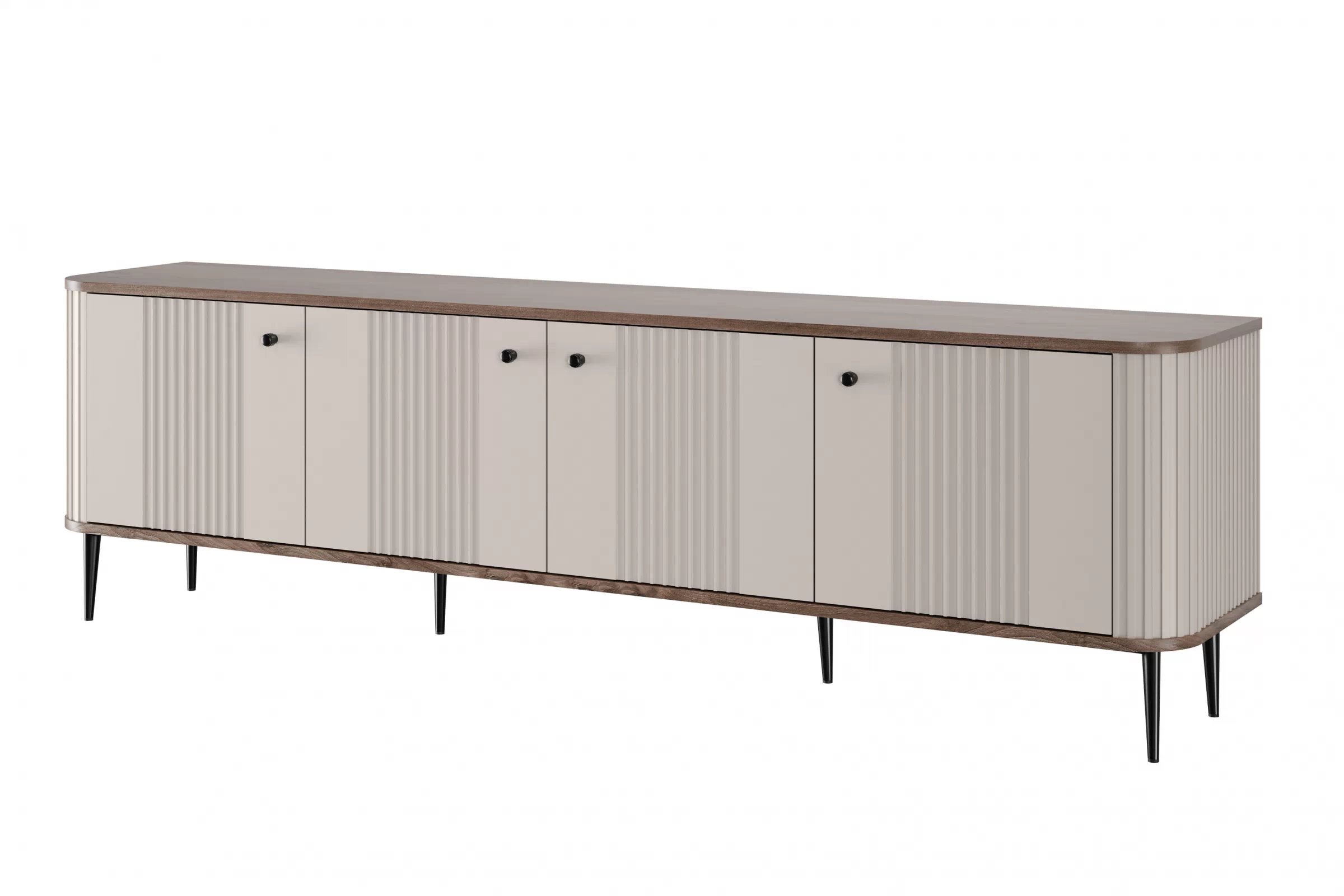 TV stolík Vespera 4D 187 cm - kašmírová / orech / čierne nožičky TV skrinka Vesper 4D 187 cm - kašmír / Orech / čierny nožičky