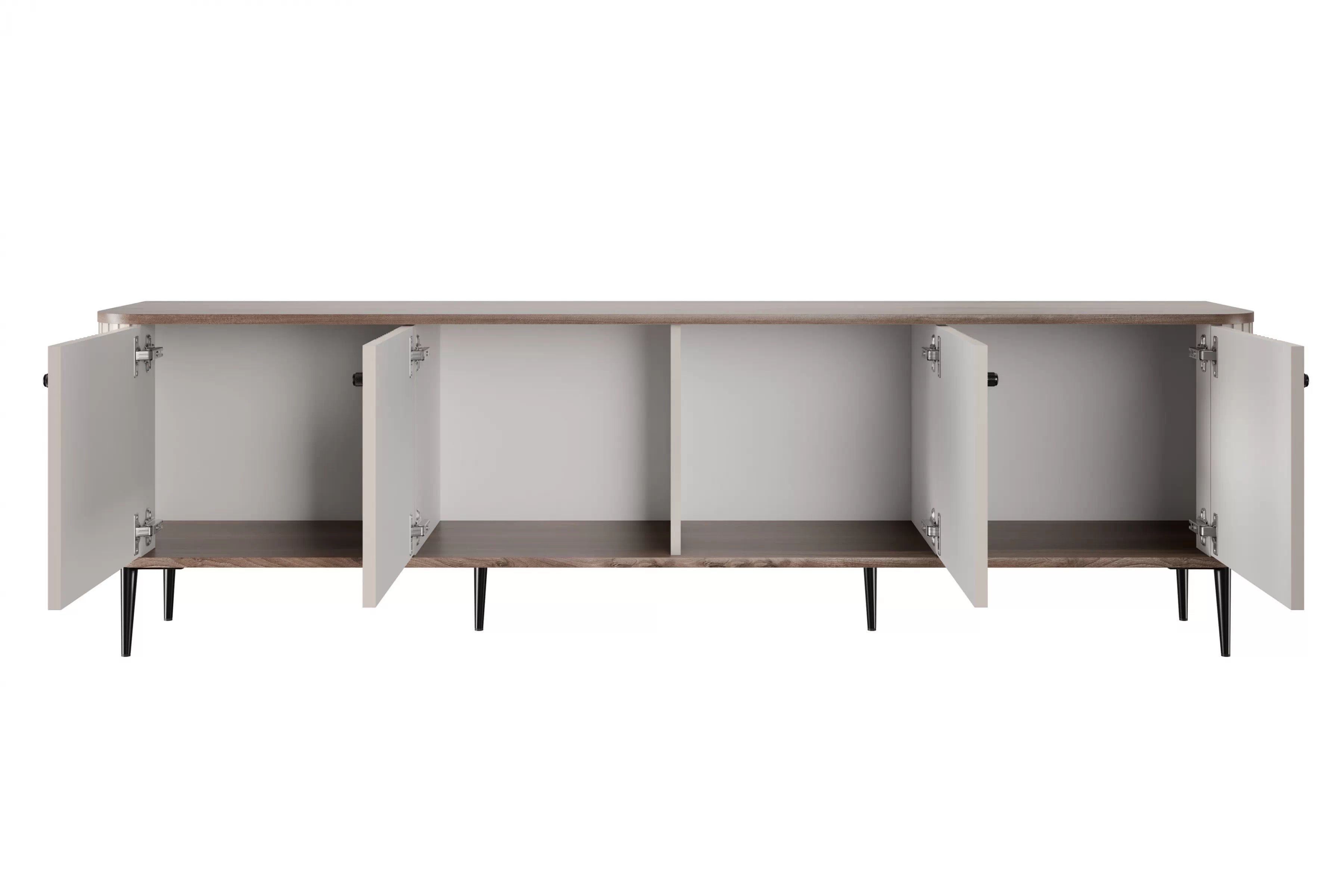 TV stolík Vespera 4D 187 cm - kašmírová / orech / čierne nožičky TV skrinka Vesper 4D 187 cm - kašmír / Orech / čierny nožičky